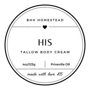 BHH Homestead His Tallow Body Cream